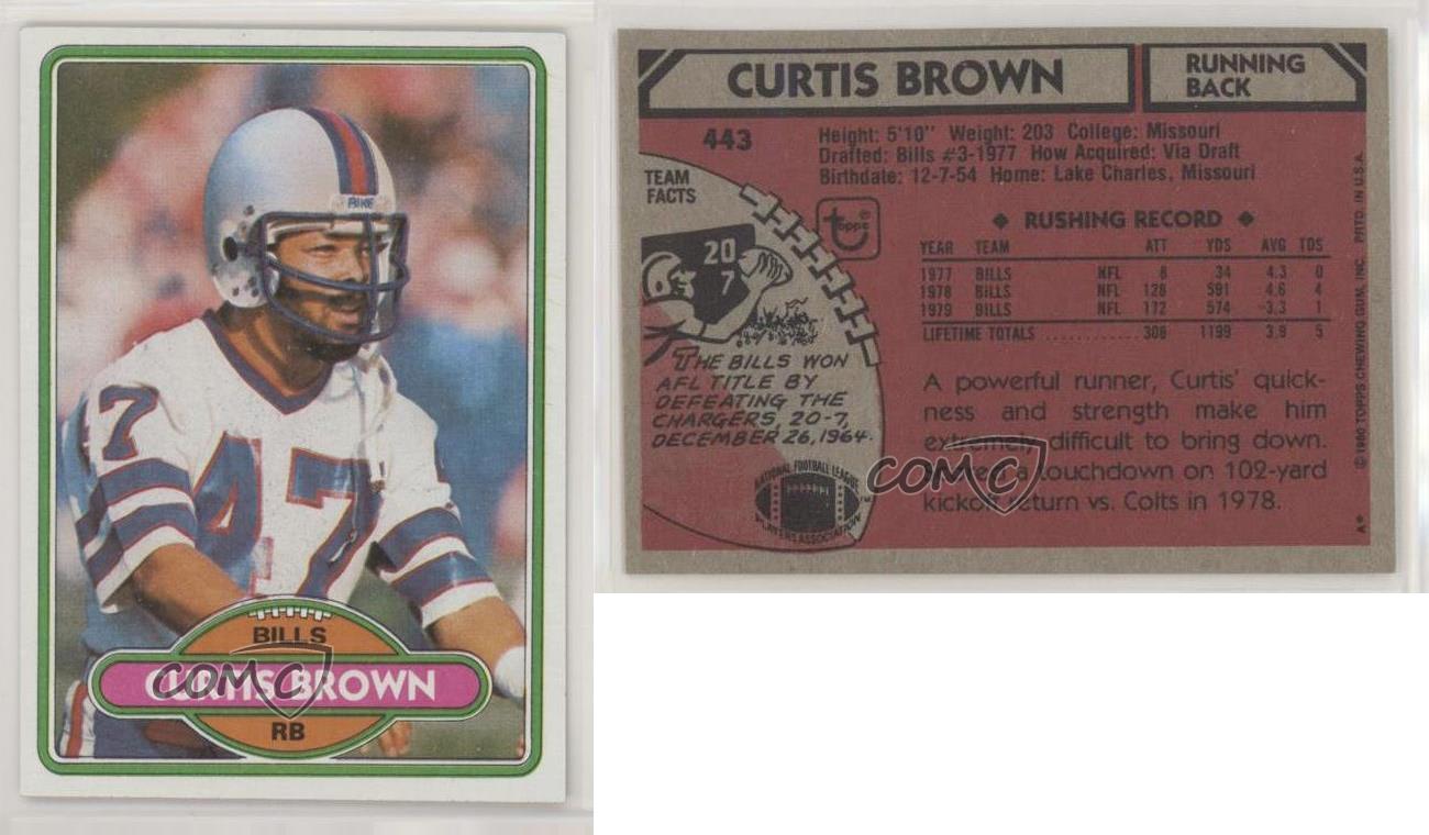 1980 Topps #443 Curtis Brown - Buffalo Bills - NFL