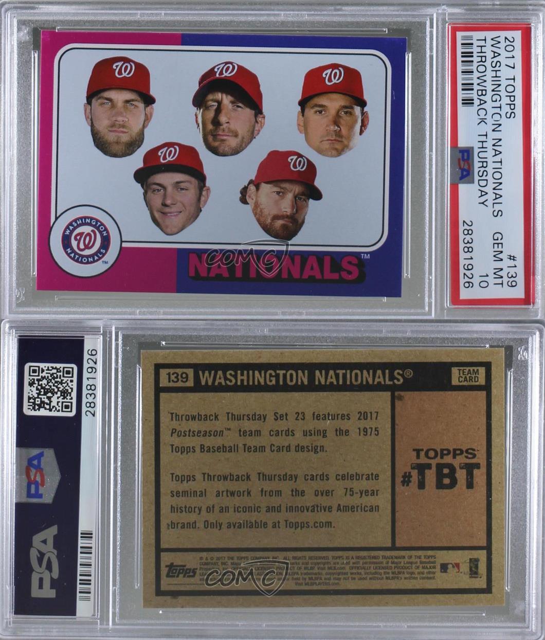 2017 Topps Throwback Thursday #45 Bryce Harper Baseball Card Nationals Psa  10