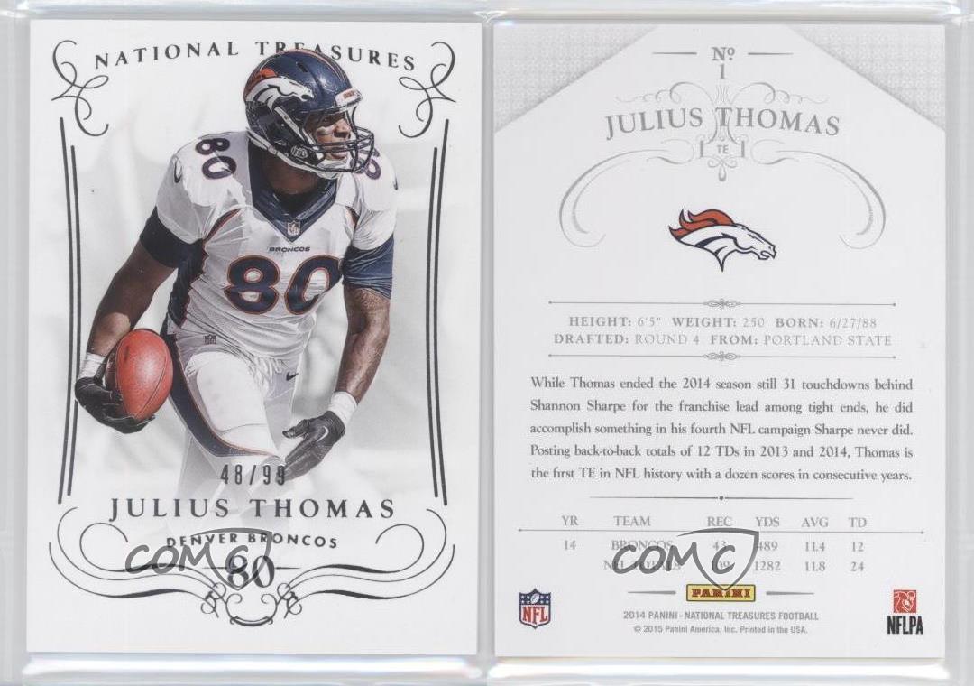 2014 Panini National Treasures /99 Julius Thomas #1 - Picture 3 of 4