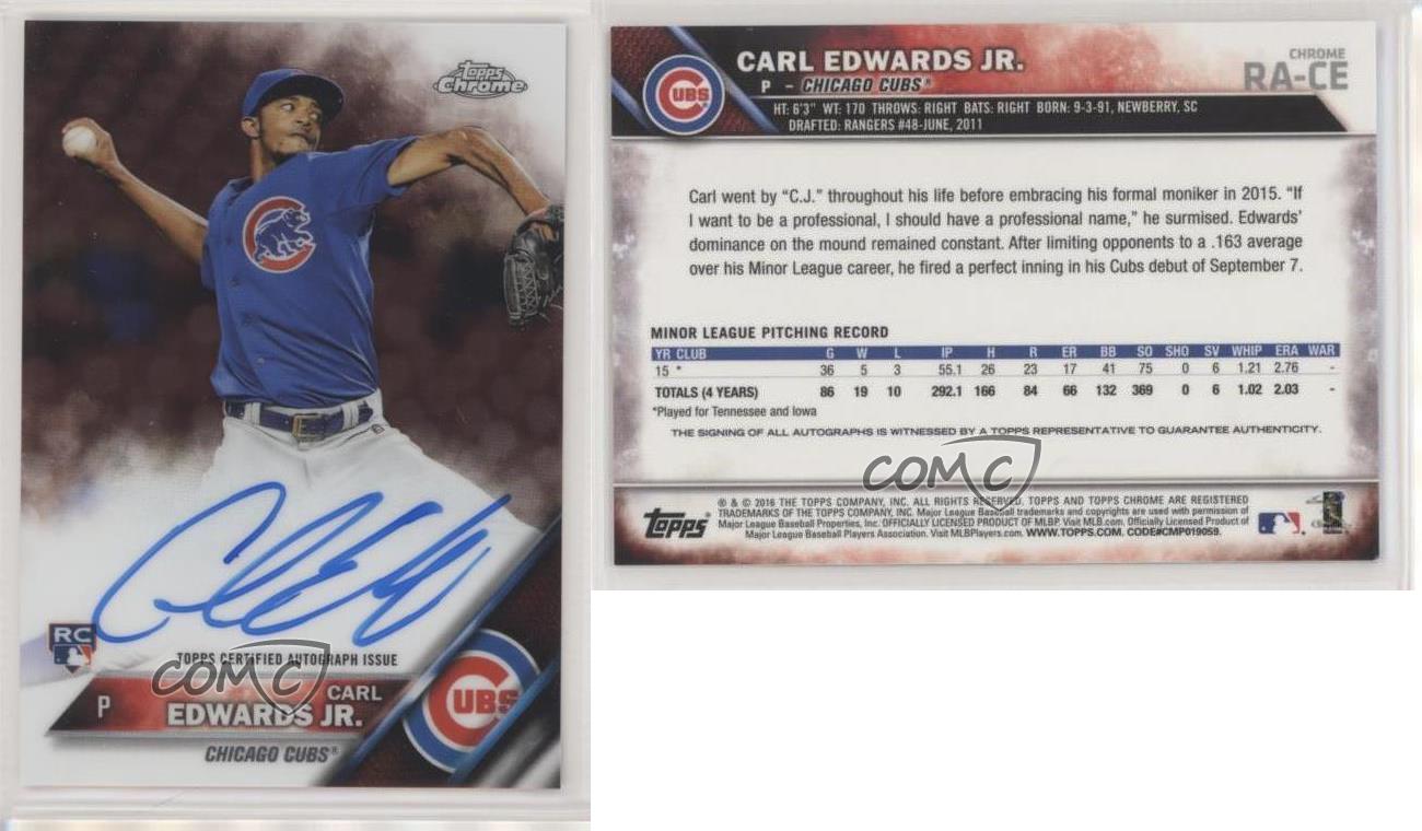 2016 Topps Chrome Rookie Auto Carl Edwards Jr #RA-CE Auto RC