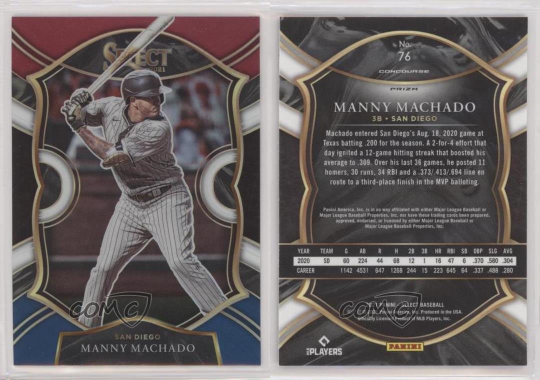 MANNY MACHADO 2021 Panini Select Baseball PRIZM TRI-COLOR #76 San Diego  Padres