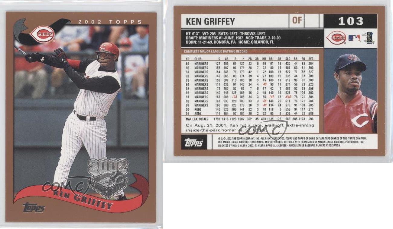 2002 Topps Opening Day 103 Ken Griffey Jr Cincinnati Reds Jr. Baseball