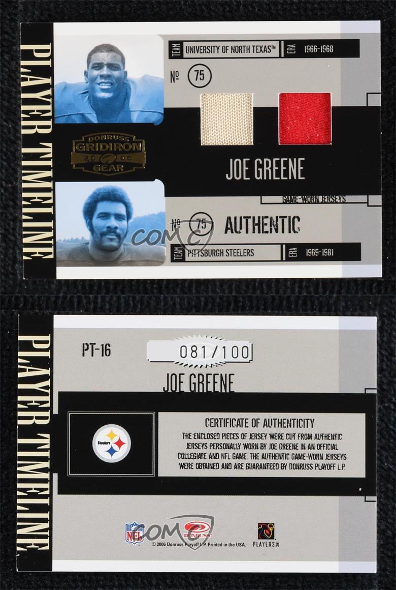 Camisetas Donruss Gridiron Gear Player 2006 Timeline Combos/100 Joe Greene Salón de la fama - Imagen 3 de 3
