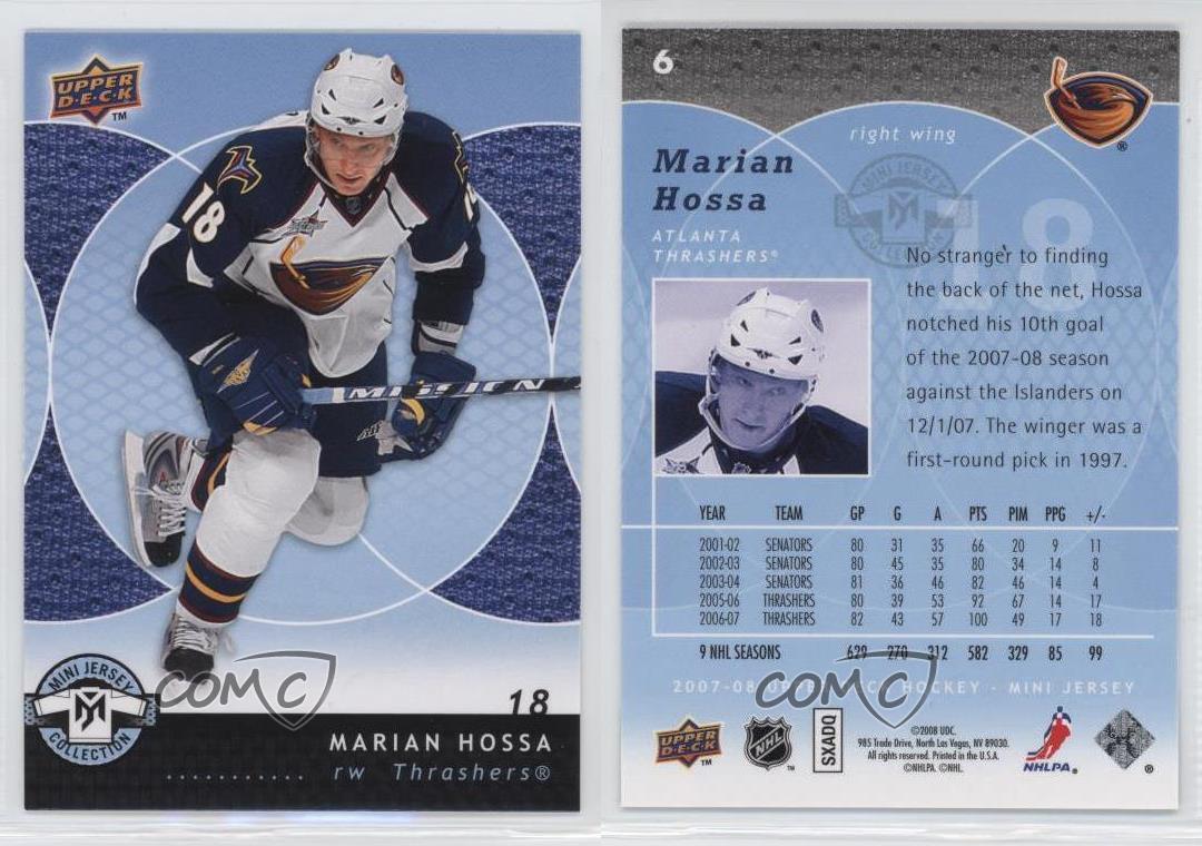  (CI) Marian Hossa Hockey Card 2007-08 UD Mini Jersey Collection  6 Marian Hossa : Collectibles & Fine Art