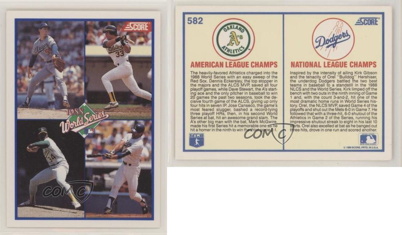 1989 Score #582 1988 World Series Oakland Athletics vs Los Angeles Dodgers