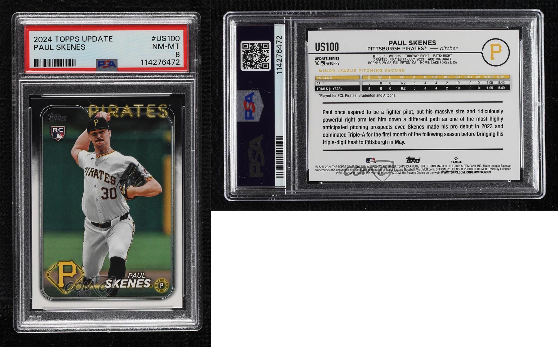 2024 Topps Update Paul Skenes (White Uniform) #US100 PSA 8 Rookie RC - Picture 4 of 4