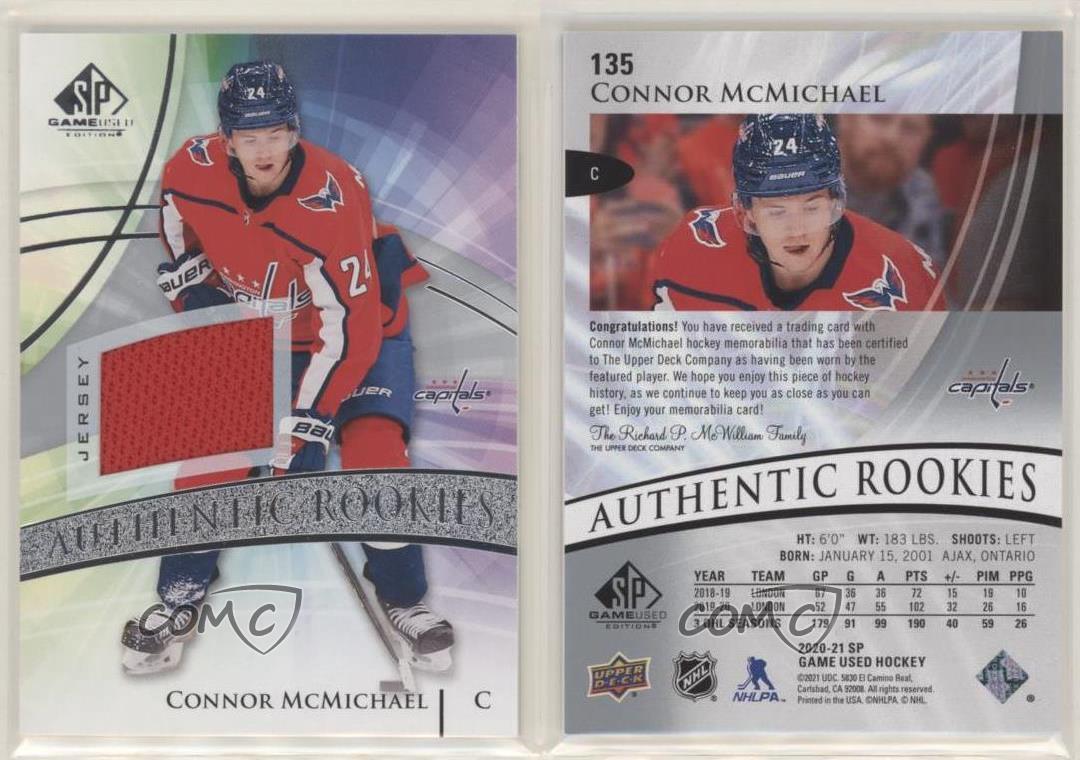 2020-21 SP Game Used Authentic Rookies Silver Jersey Connor McMichael Rookie RC