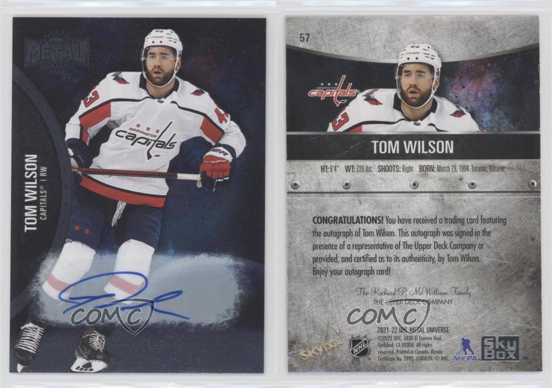 2021-22 Skybox Metal Universe Silver Auto Tom Wilson #57 Auto