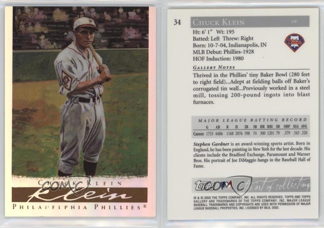 2003 Gallery Hall of Fame Edition Artist Proof Chuck Klein (Sleeve Patch) HOF - Picture 4 of 4