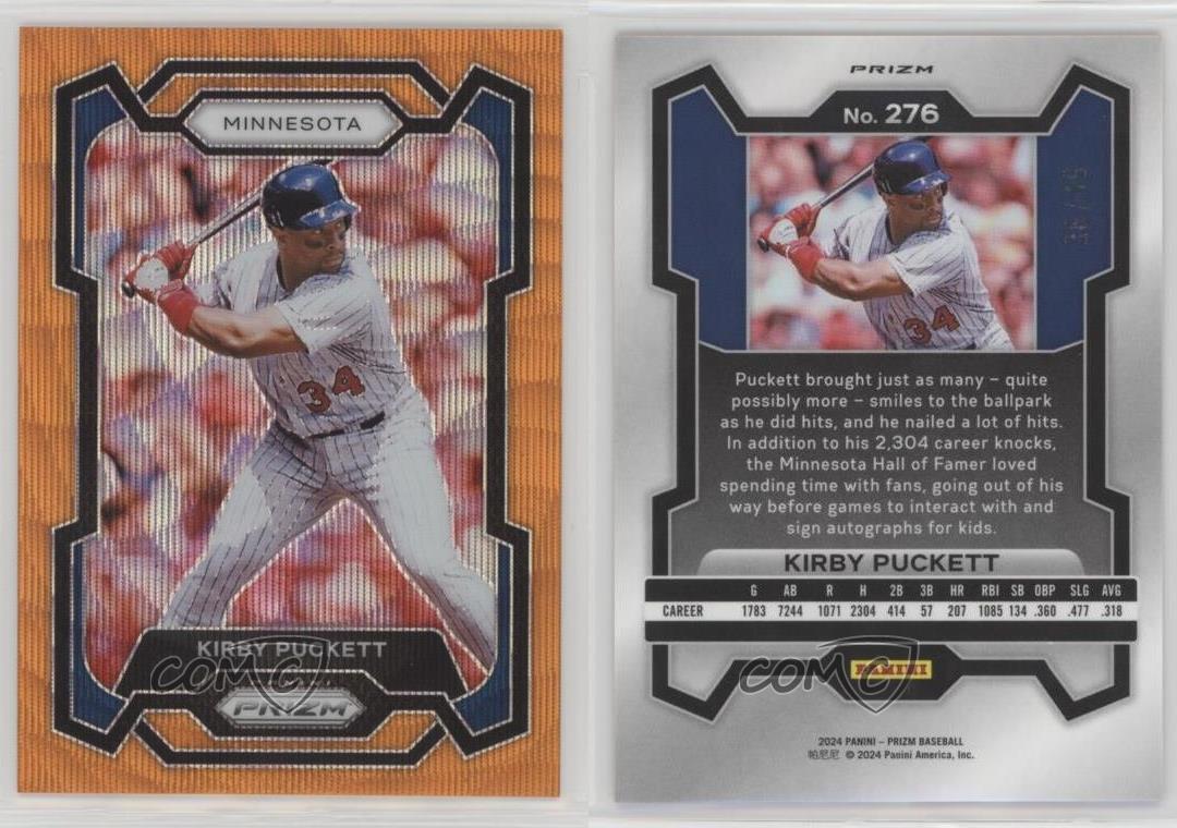 Panini Prizm Orange Wave Prizm 2024/49 Kirby Puckett #276 Salón de la fama - Imagen 3 de 3