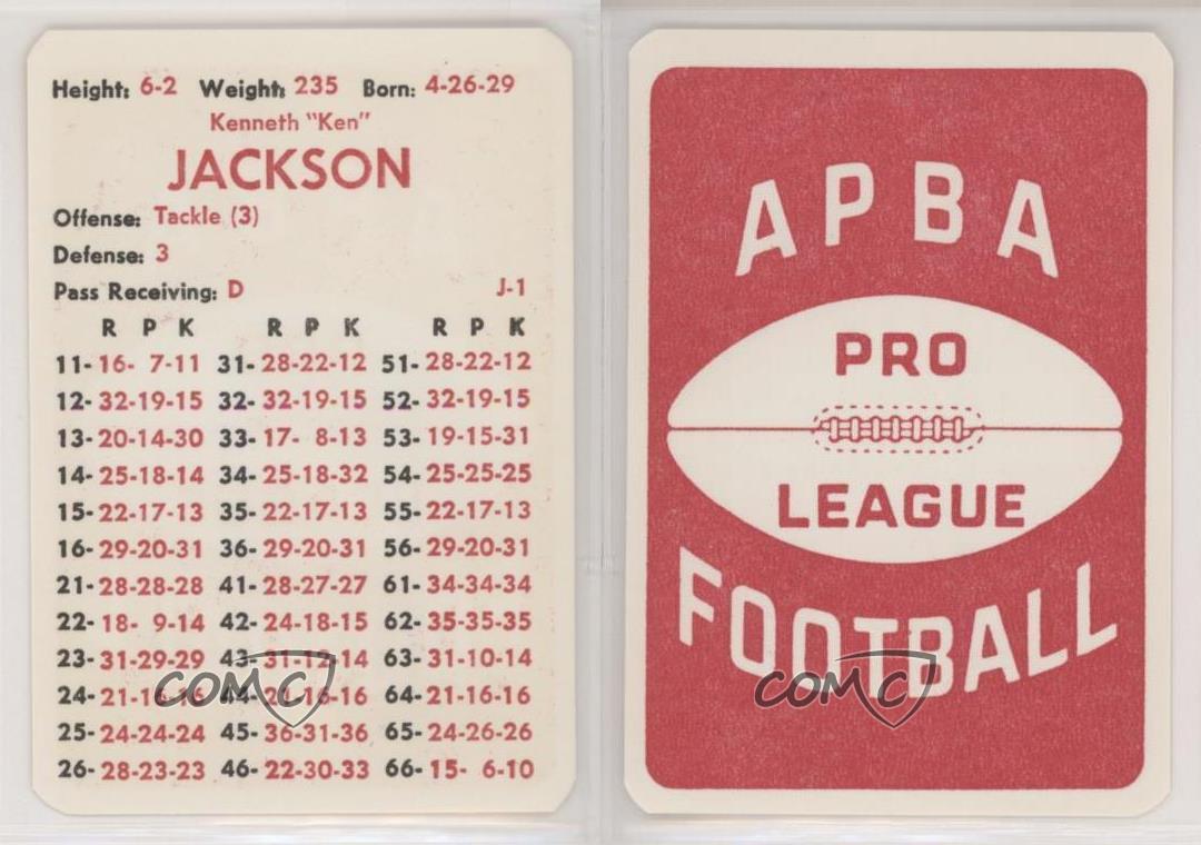 1980-89 APBA Football Great Teams of the Past Ken Jackson