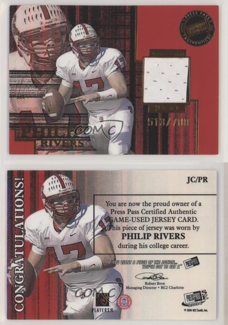 2004 Press Pass SE Game-Used Jerseys Bronze /700 Philip Rivers #JC/PR Rookie RC