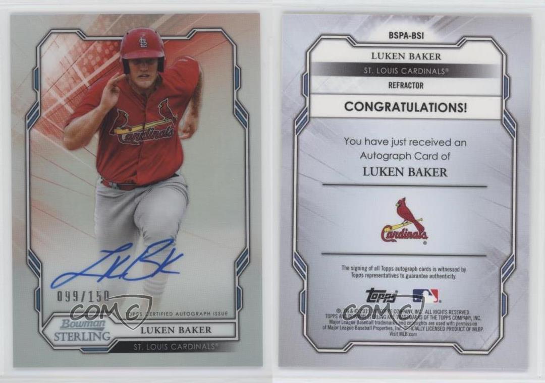 2019 Bowman Sterling Prospect Auto Refractor /150 Luken Baker #BSPA-BSI Auto