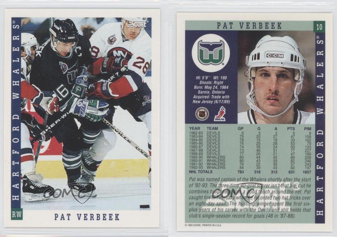 199394 Score American 10 Pat Verbeek Hartford Whalers Hockey Card eBay