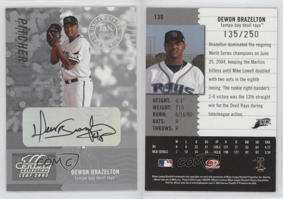 2005 Leaf Century Collection Post Marks Silver Signatures Dewon Brazelton Auto - Picture 3 of 4