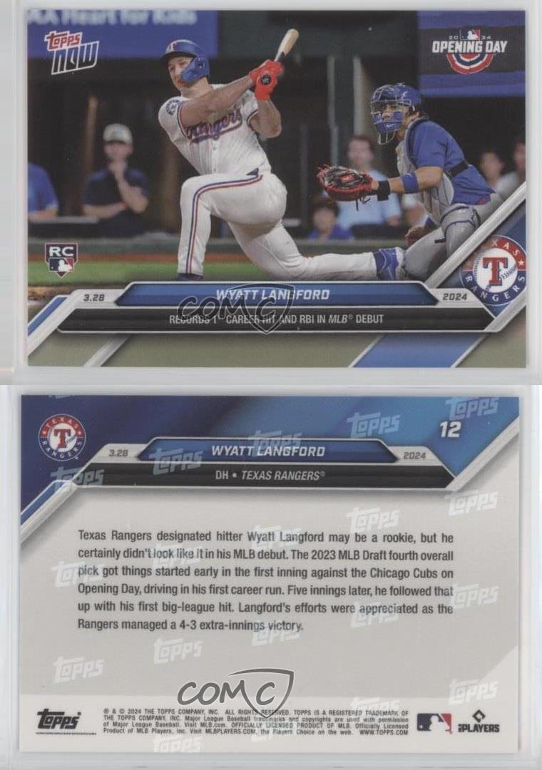 2024 Topps Now Opening Day /15326 Wyatt Langford #12 Rookie RC