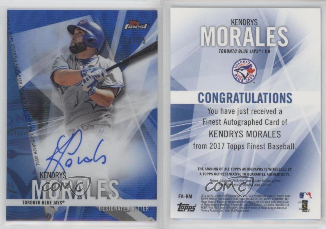 2017 Topps Finest Auto Blue Wave Refractor /25 Kendrys Morales #FA-KM Auto