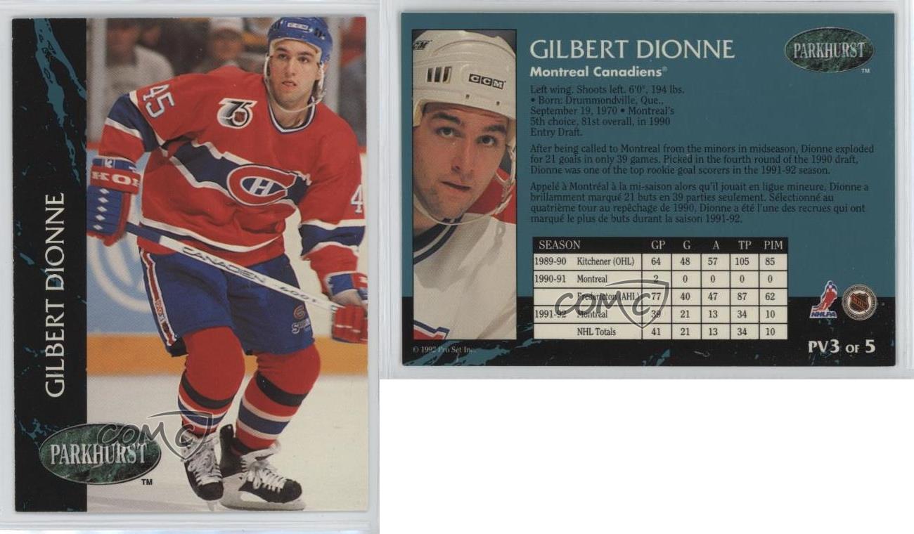 1992-93 Parkhurst Previews Gilbert Dionne #PV3 - Picture 3 of 4