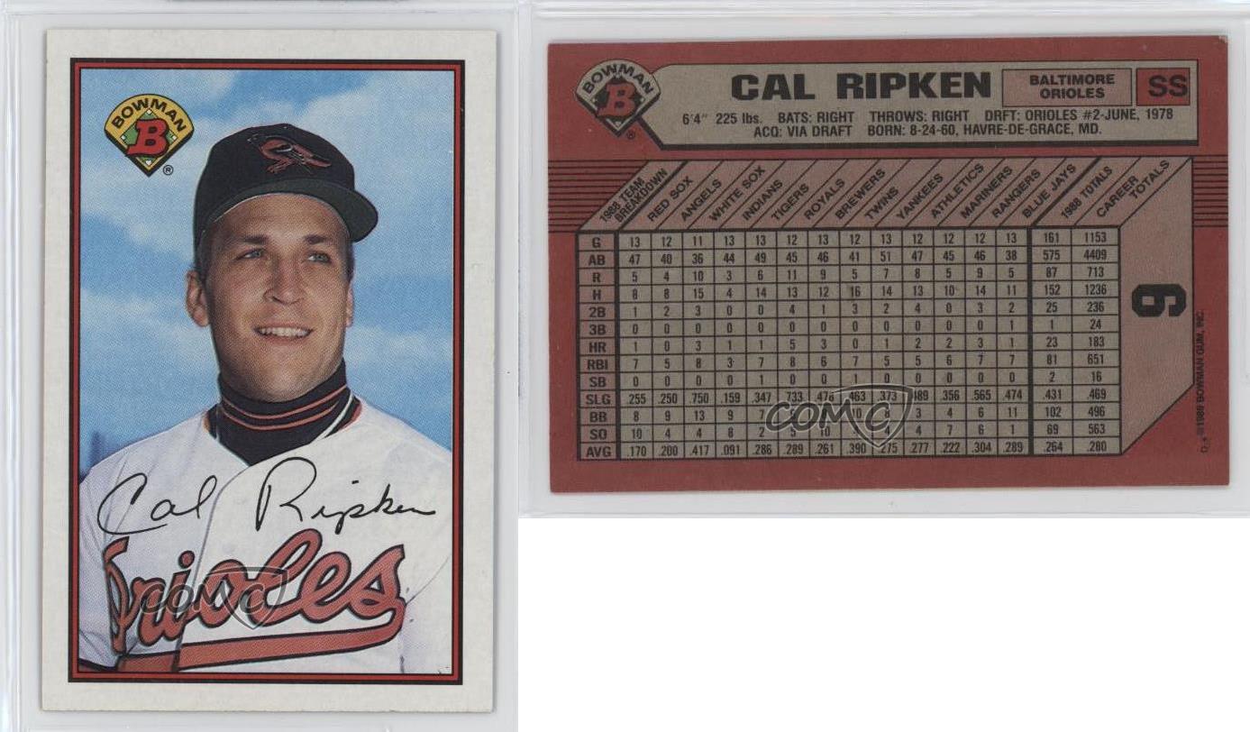1989 Bowman Cal Ripken Jr #9 HOF - Foto 3 di 7