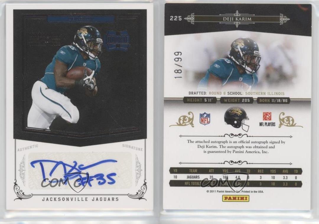 2010 Playoff National Treasures Rookie /99 Deji Karim #225 Rookie Auto RC