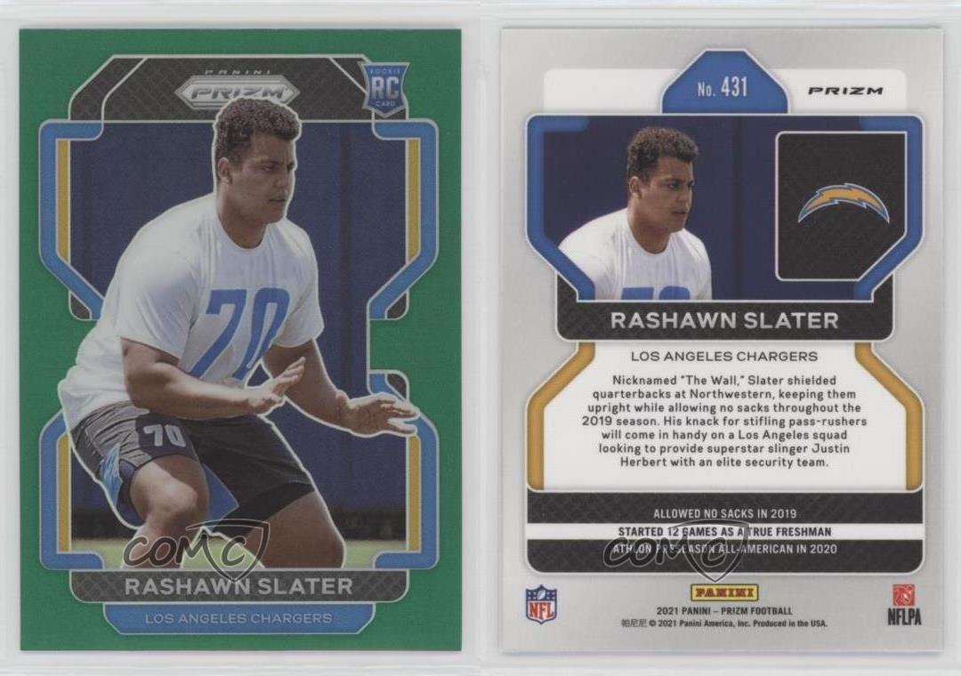 2021 PANINI PRIZM RASHAWN SLATER ROOKIE RC GREEN Prizm CHARGERS