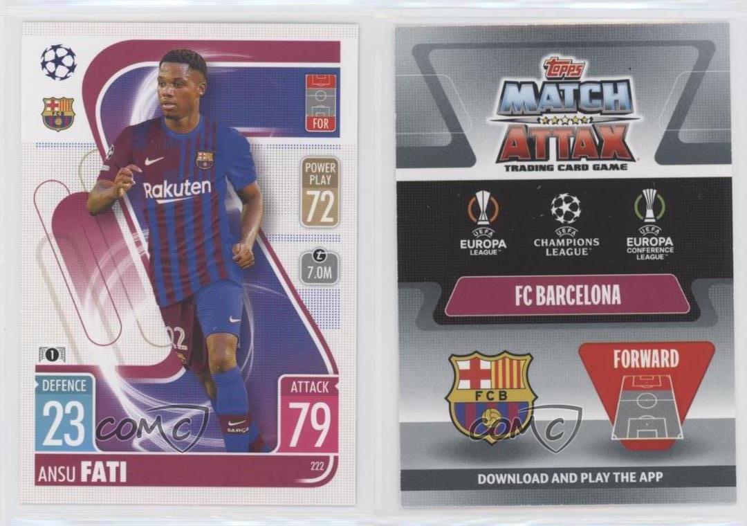 2021-22 Topps Match Attax UCL Ansu Fati #222 - Picture 3 of 4