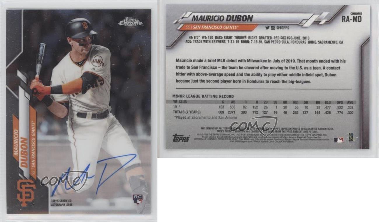 2020 Topps Chrome Rookie Auto Mauricio Dubon #RA-MD Auto RC - Picture 4 of 7