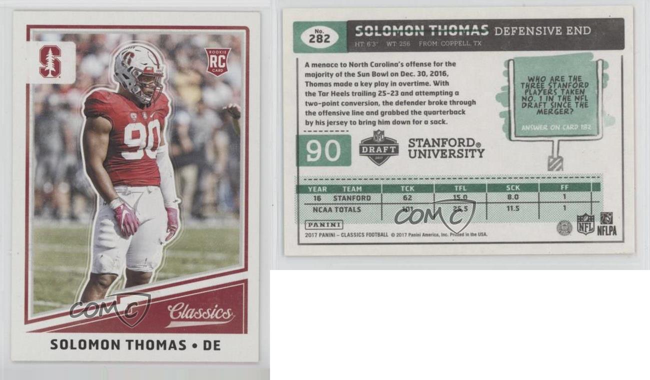 2017 Panini Classics Rookies Solomon Thomas #282 soldes Rookie RC