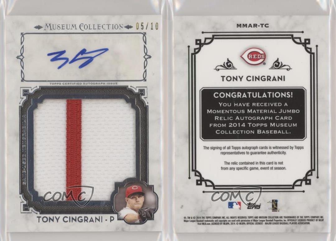 2014 Museum Collection Momentous Material Jumbo Relic /10 Tony Cingrani Auto