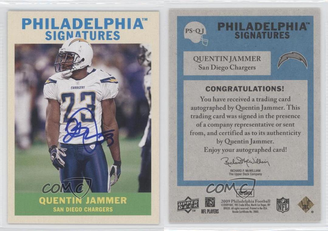 2009 Upper Deck Philadelphia Signatures Quentin Jammer #PS-QJ Auto - Picture 4 of 4