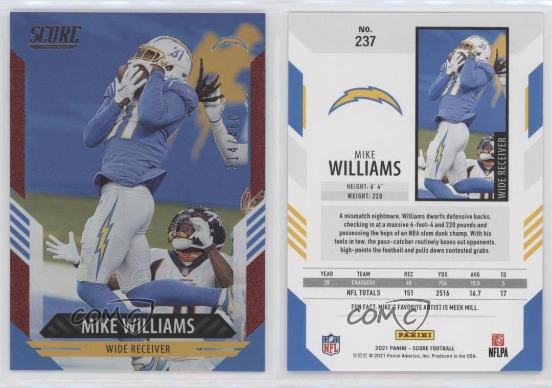 #237 Mike Williams Los Angeles Chargers Base Panini Score 2021