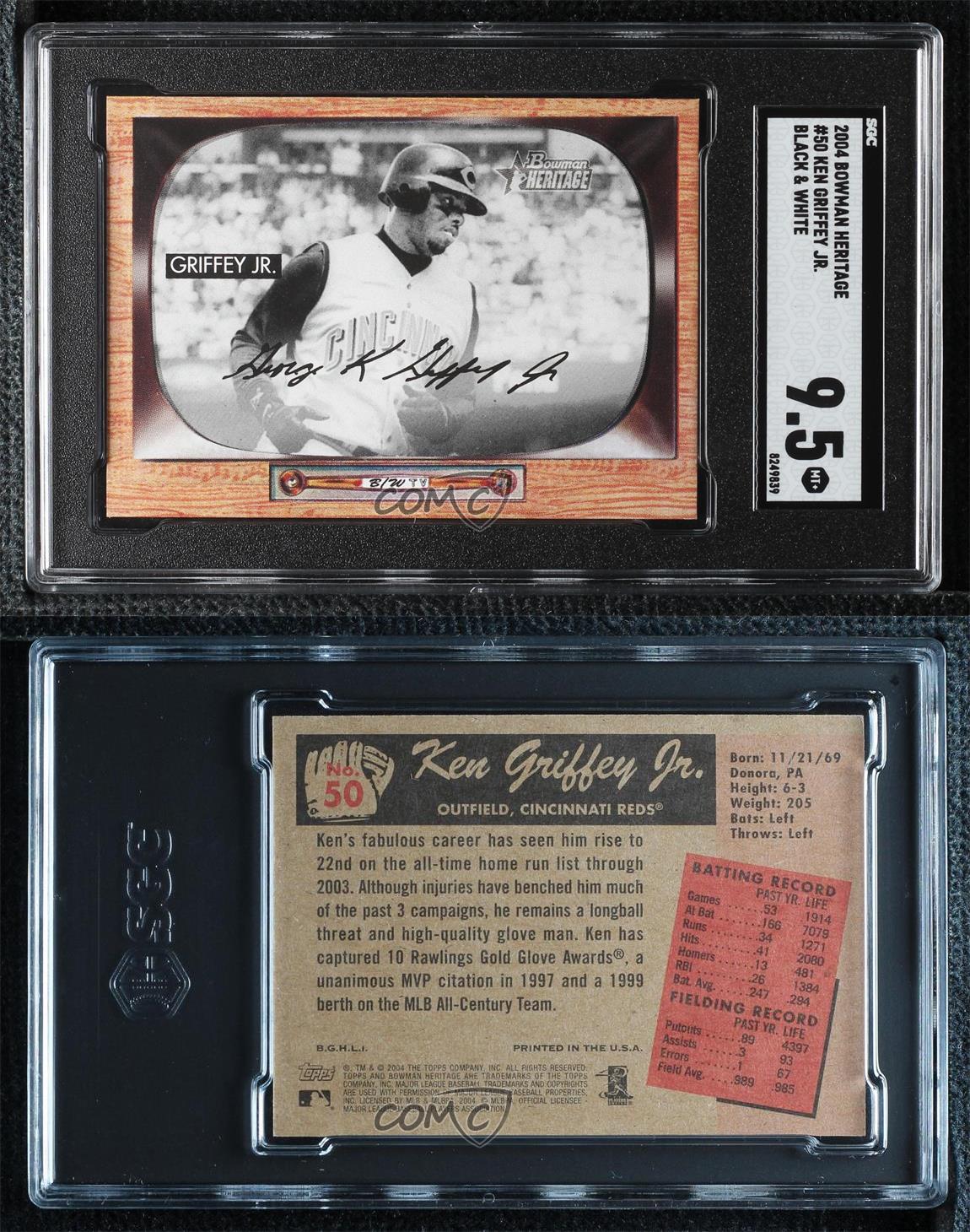 2004 Bowman Heritage Black & White Ken Griffey Jr #50 SGC 9.5 Mint+ HOF - Picture 3 of 3
