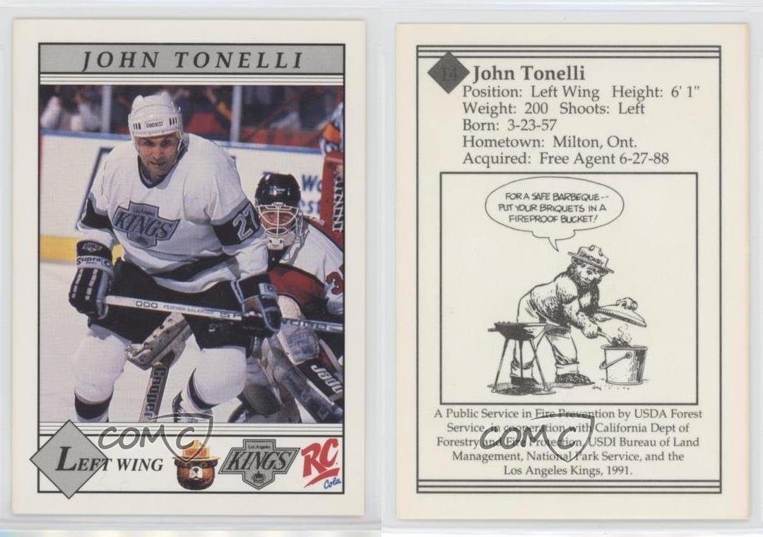 1990-91 Los Angeles Kings Smokey the Bear John Tonelli #14 - Picture 4 of 4