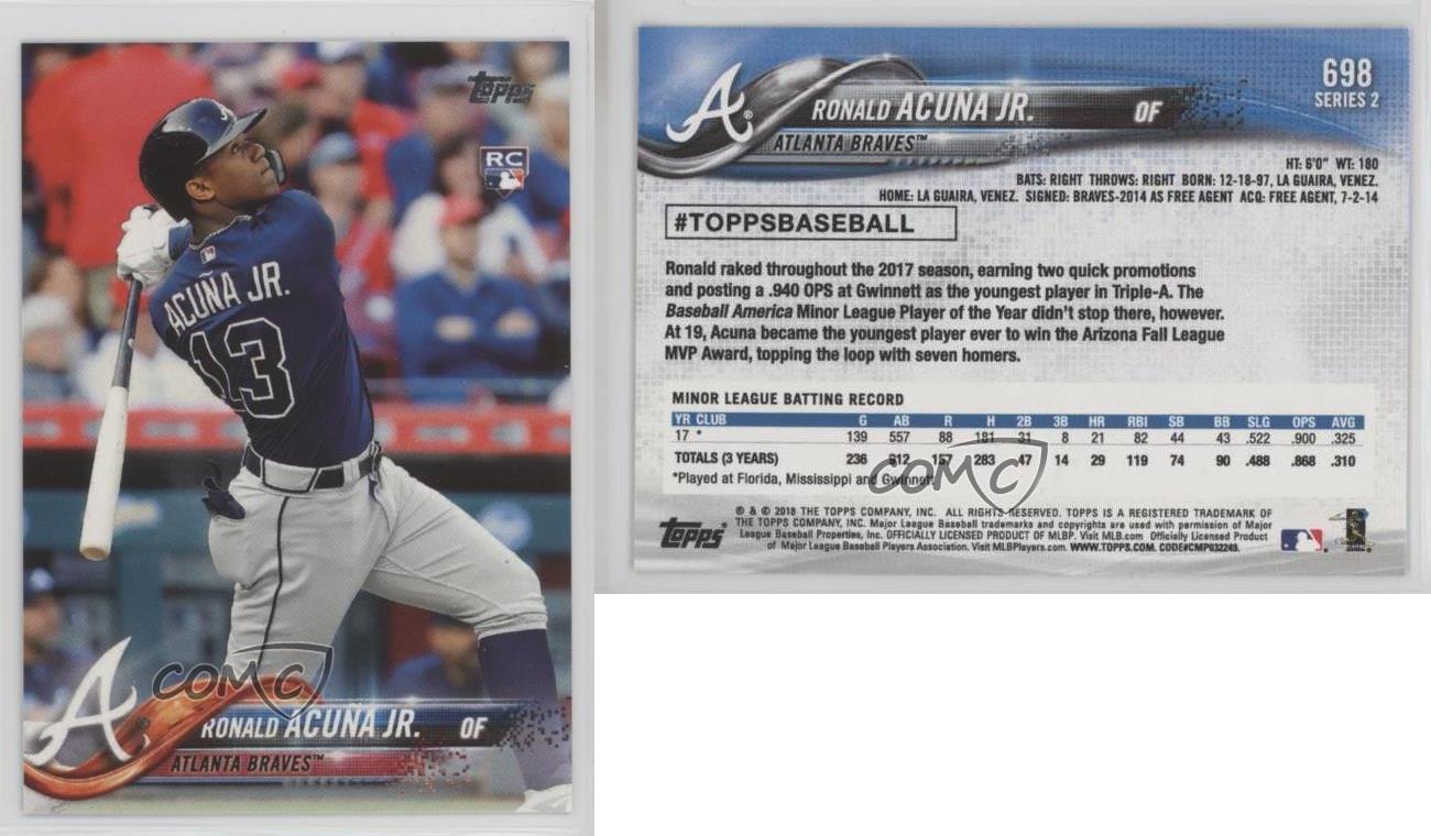 2018 Topps Late Rookie Variation Ronald Acuna Jr (Bat Down SP) #698.2  Rookie RC | eBay