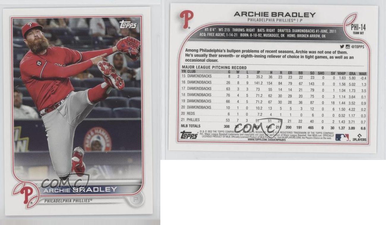 2022 Topps Philadelphia Phillies Archie Bradley #PHI-14