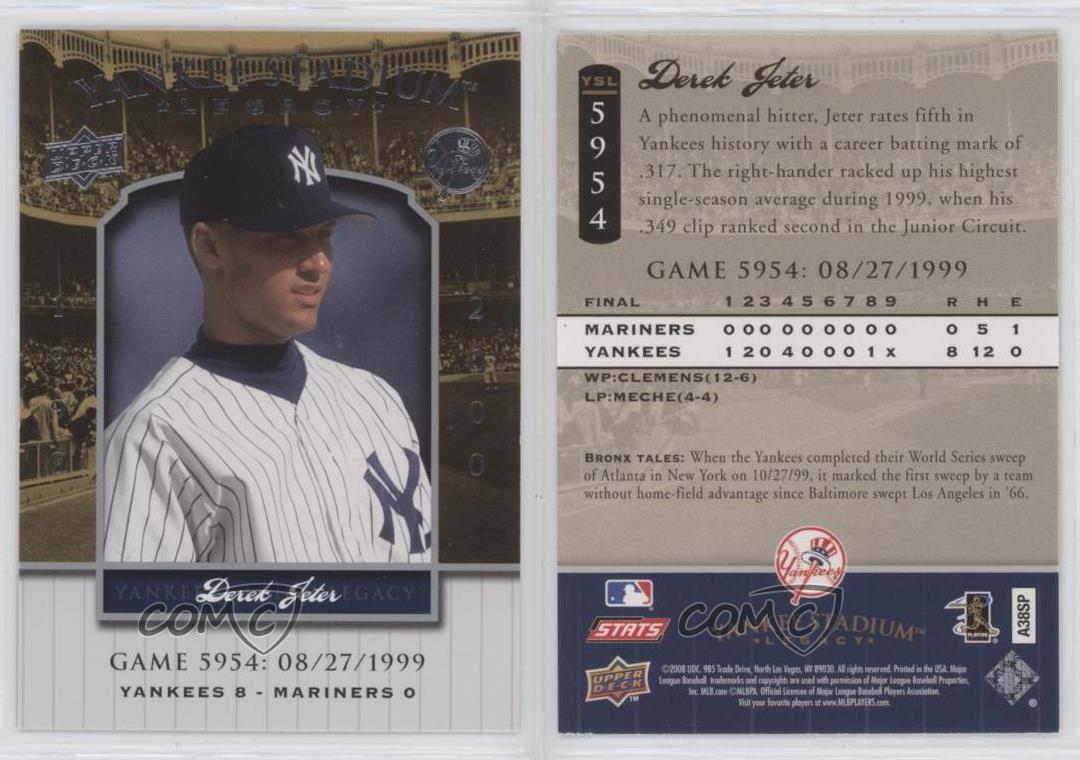 2008 Upper Deck Yankee collections Stadium Legacy Derek Jeter #YSL5954 HOF