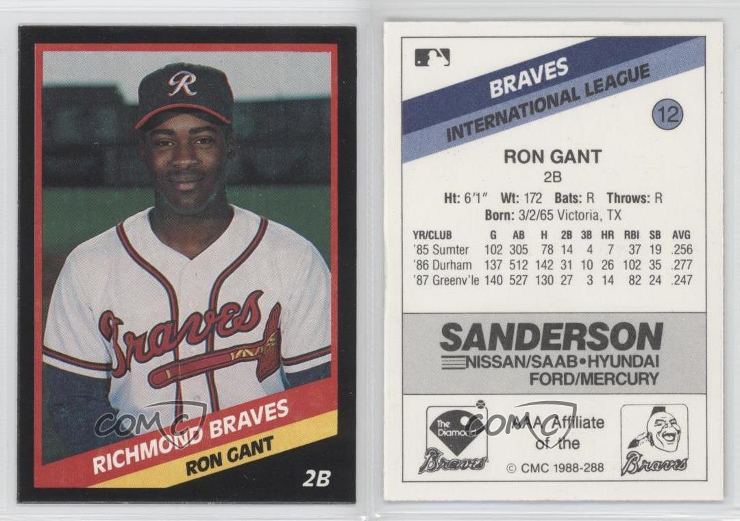 1988 CMC AAA #1988-288 Ron Gant Atlanta Braves Richmond Rookie Baseball ...