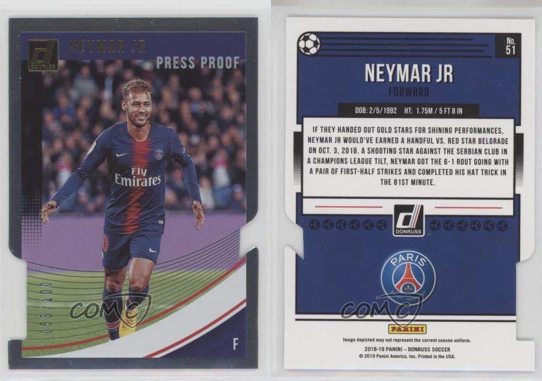 2018-19 Panini Donruss Press Proof Die-Cut /100 Neymar Jr #51