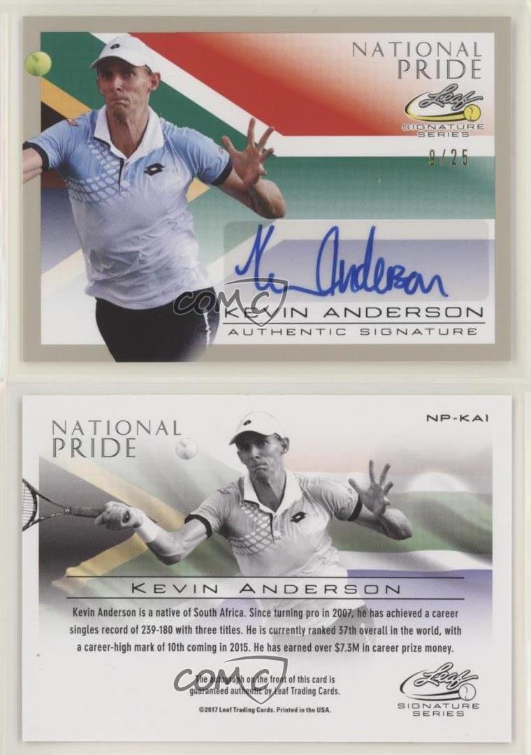 2017 Leaf Signature Series Tennis Kevin Anderson National Pride Auto Autograph 