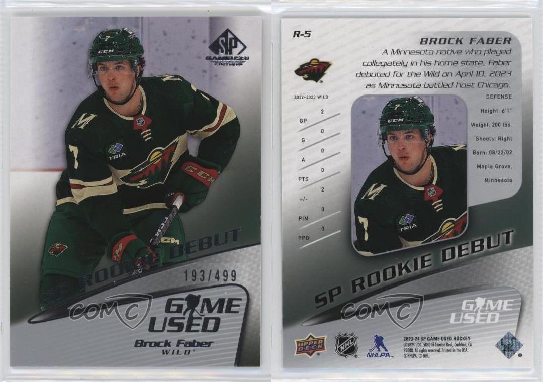 2023-24 Upper Deck SP Game Used 2003-04 Retro Rookies /499 Brock Faber Rookie RC