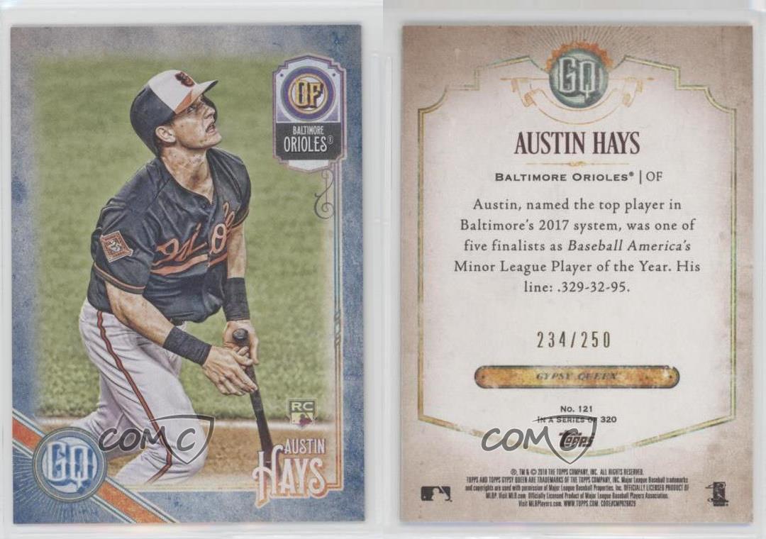 2018 Topps Gypsy remise Queen Indigo /250 Austin Hays #121 Rookie RC
