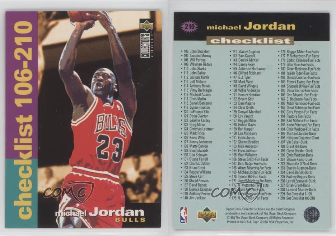 1995-96 Upper Deck Collector&#039;s Choice Michael Jordan #210 HOF | eBay