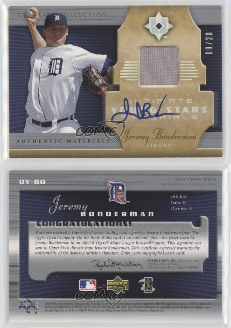 2005 Ultimate Collection Signatures /20 Jeremy Bonderman #UY-BO Auto