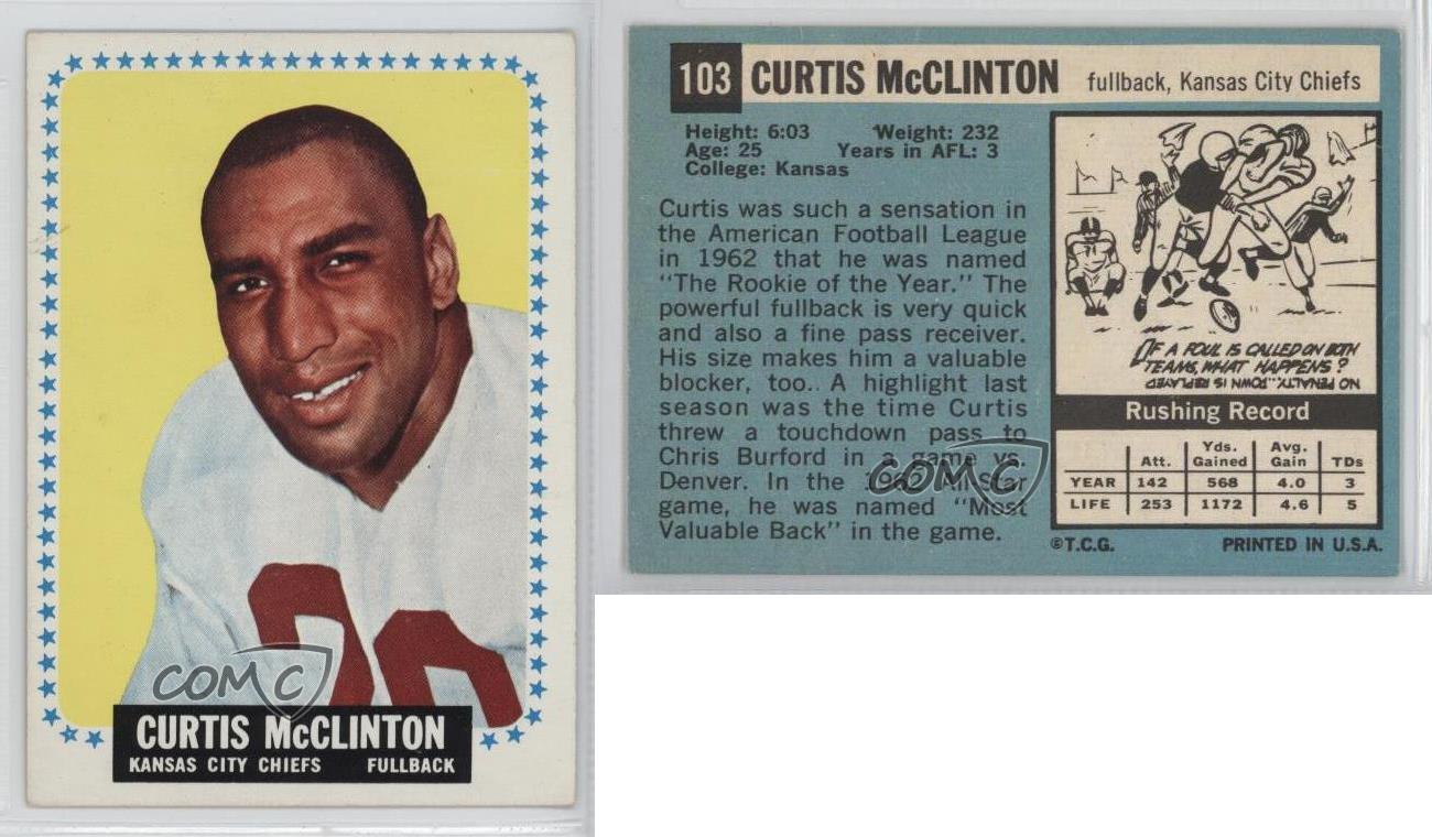 1964 Topps 103 Curtis McClinton Kansas City Chiefs Football Card eBay