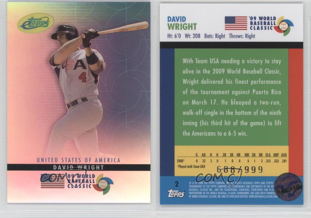 Lot Detail - 2009 David Wright Game Used and Signed USA WBC Round