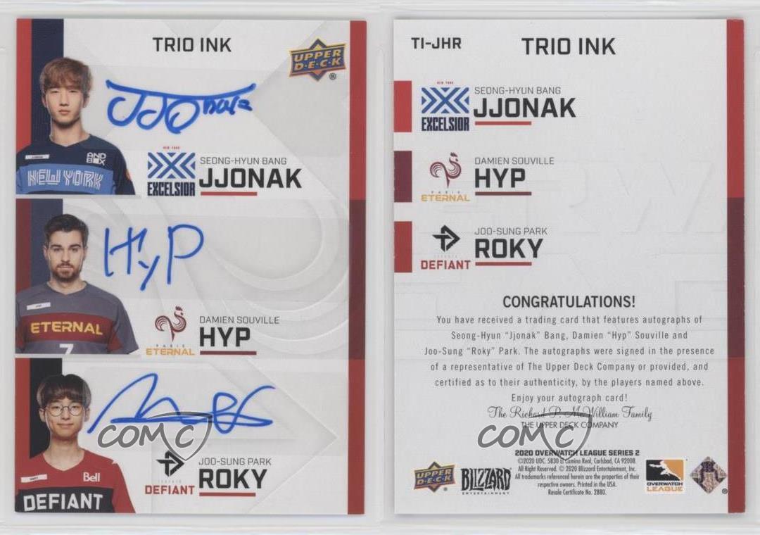 2020 Upper Deck Overwatch League Series 2 Trio Ink JJoNak RoKy HyP #TI-JHR Auto