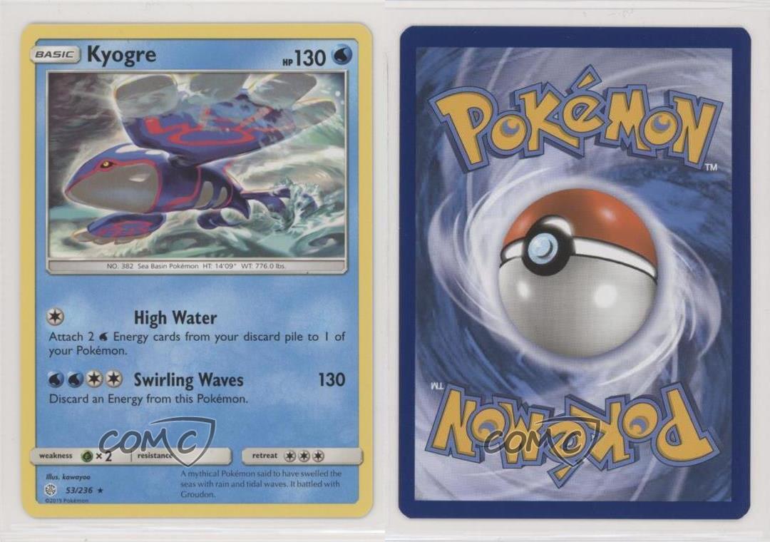 - NM Kyogre 53//236 2019 Cosmic Eclipse Set Rare Pokemon Card