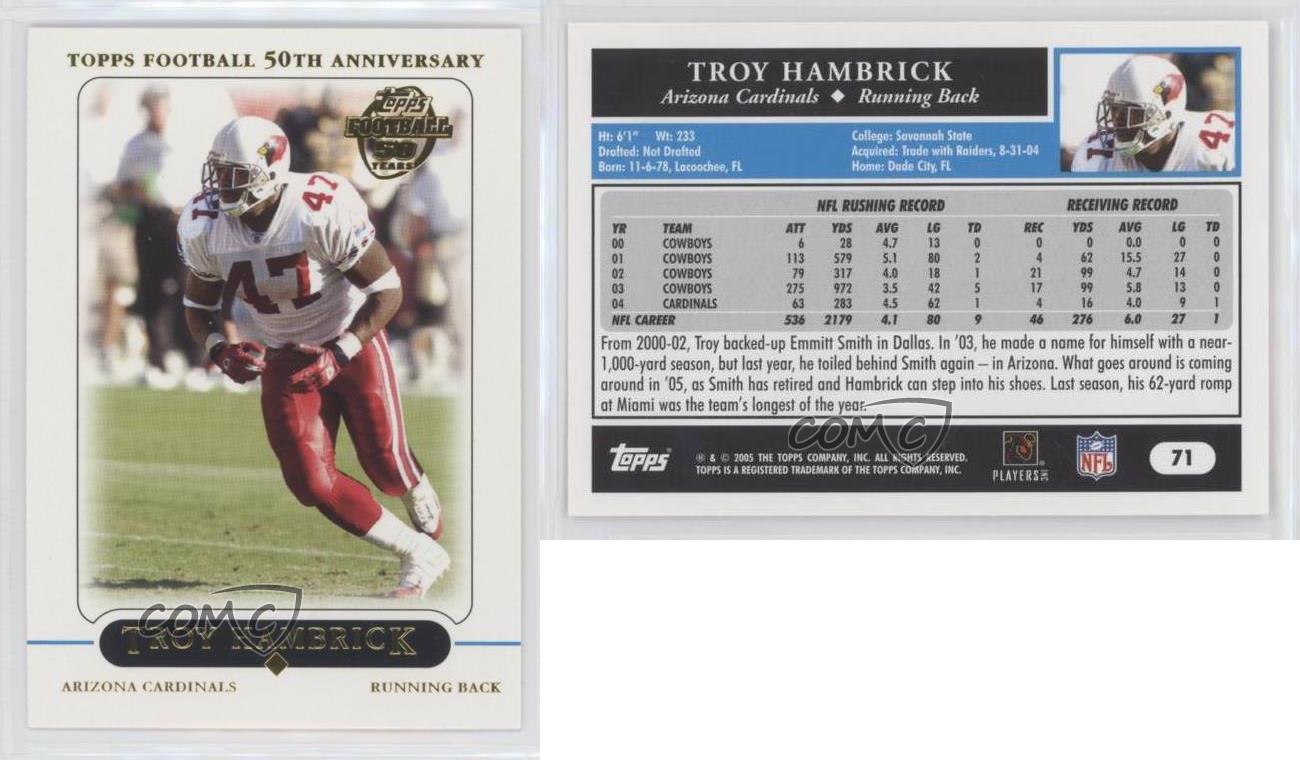 Troy Hambrick 2005 Topps Football Card #71 - Arizona Cardinals at