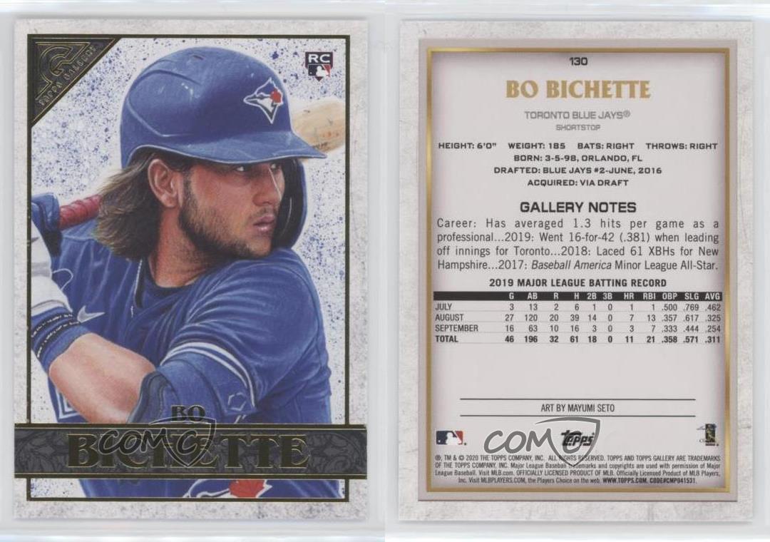 Bo Bichette 2020 Topps Gallery Baseball Rookie Card No 130