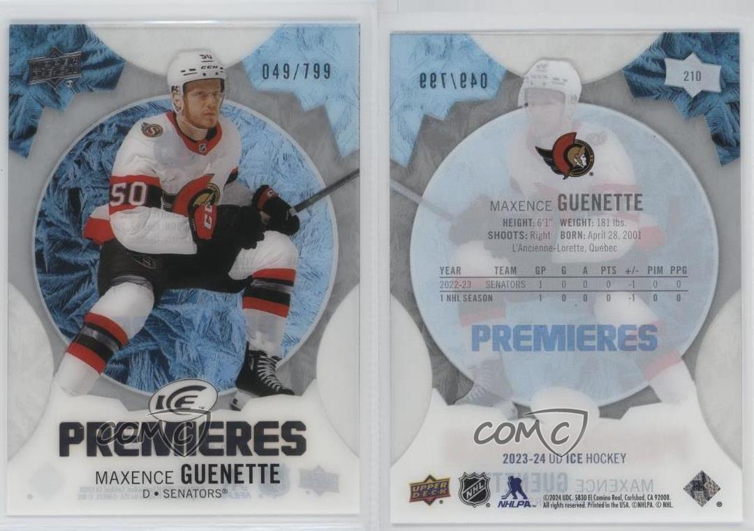 2023-24 Upper Deck Ice Premieres /799 Level 4 Maxence Guenette #210 Rookie RC